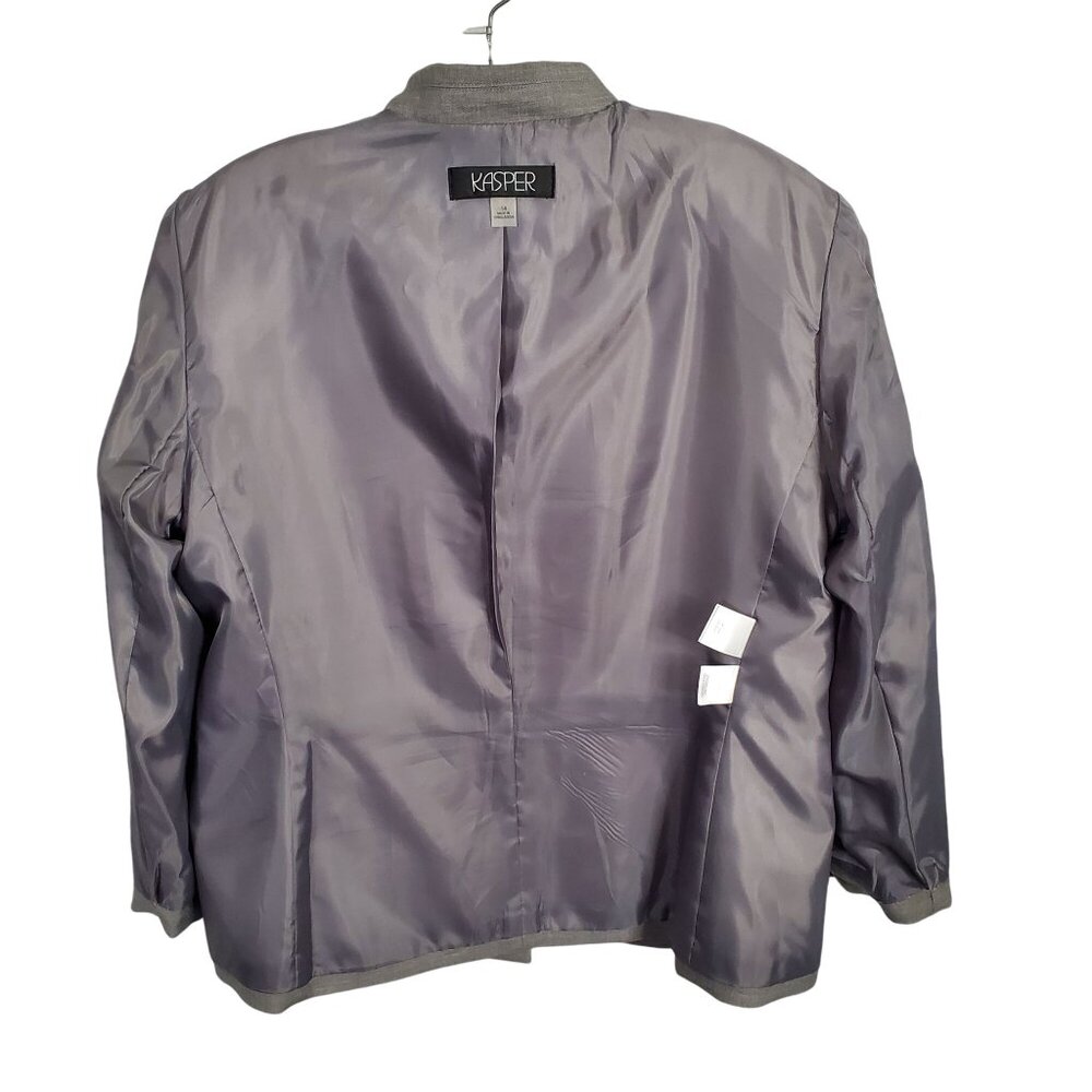 Kasper Size 14 Blazer Jacket Two Button Tailored Fit Office Neutral Gray - Picture 8 of 9